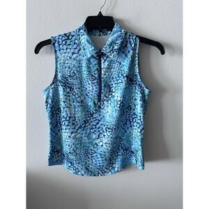Jofit Golf Polo Shirt Womens Size Small Blue Green Sleeveless Performance Tennis
